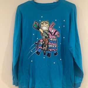 Kids Fortnite Blue Graphic Long Sleeve Shirt